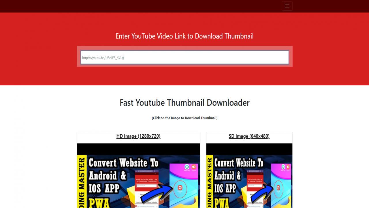 Youtube Thumbnail Downloader WIth PWA Source Code