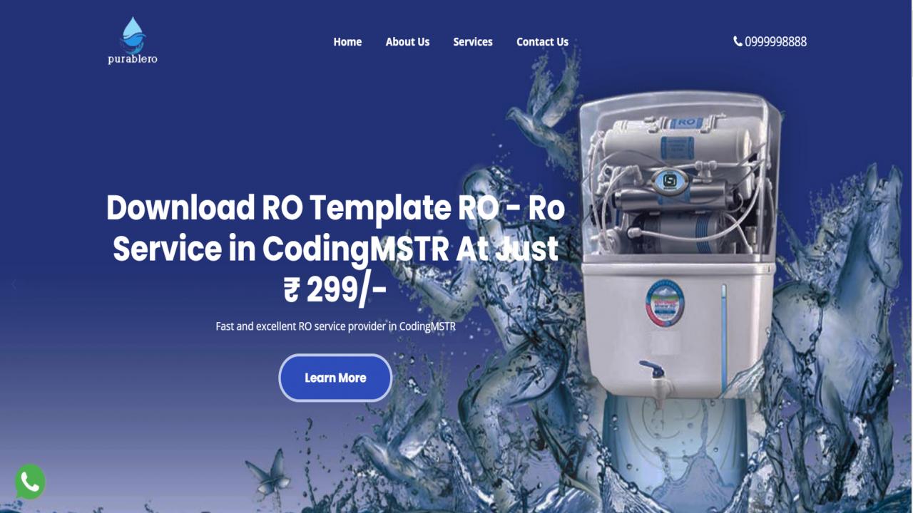 Download Water Purifier Repairs RO Bootstrap Website Template