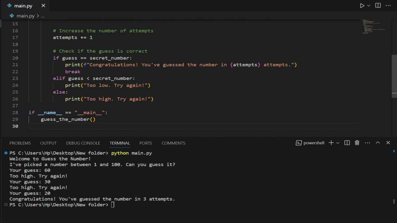 Guess The Number Game in Python Source Code