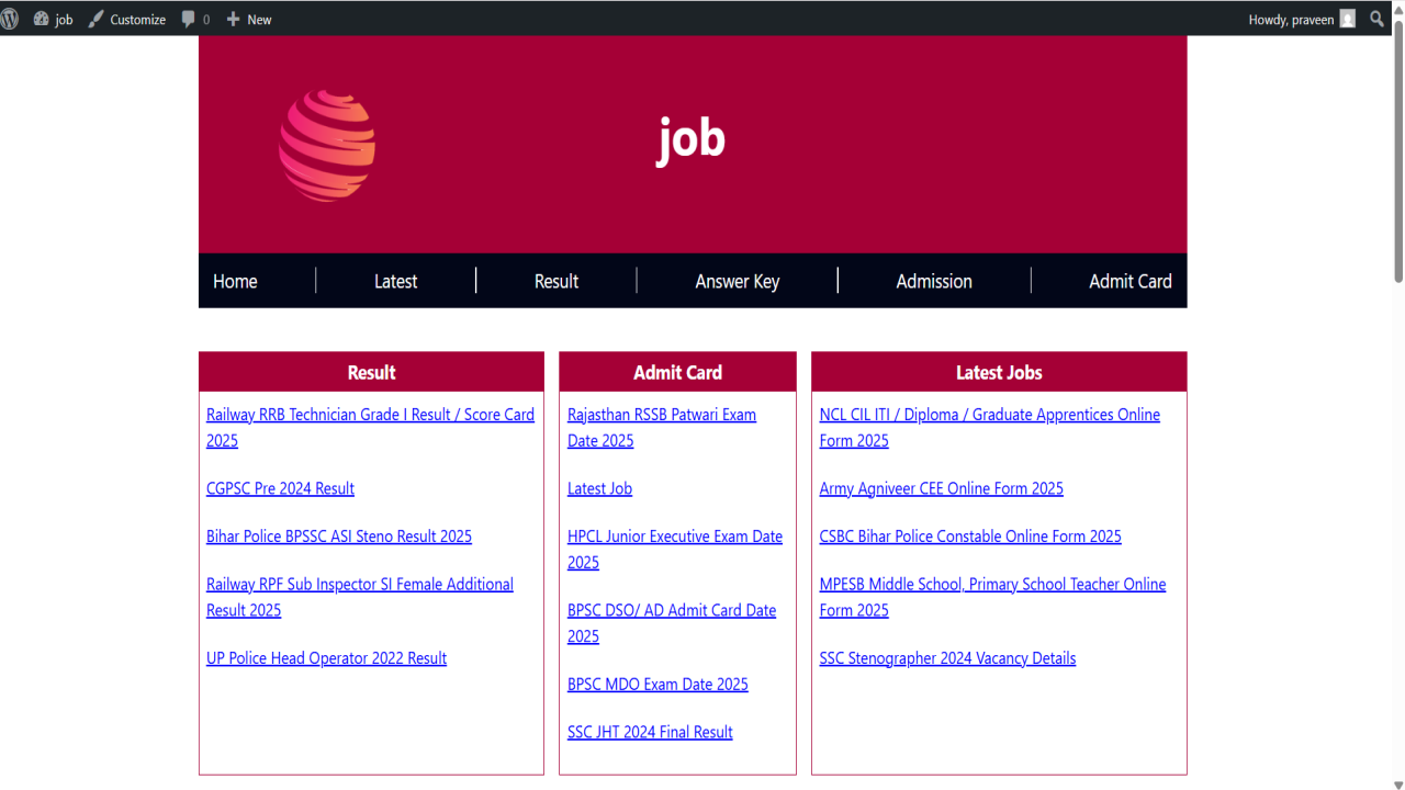 Sarkari Result WordPress Theme – Download Now with Built-In Auto Post Upload Feature